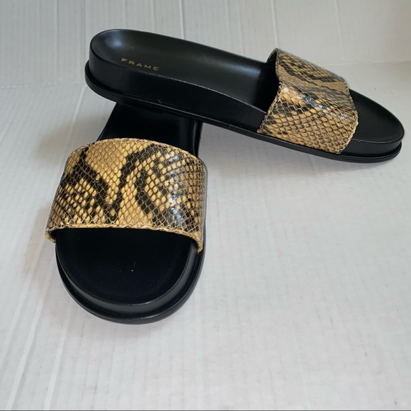 Frame Le Osborne Python-Embossed Leather Slides - Picture 9 of 14